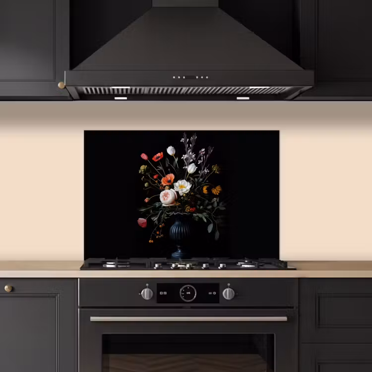 Salpicaderos de cocina - Arreglo floral - Jarrón - Negro — 5