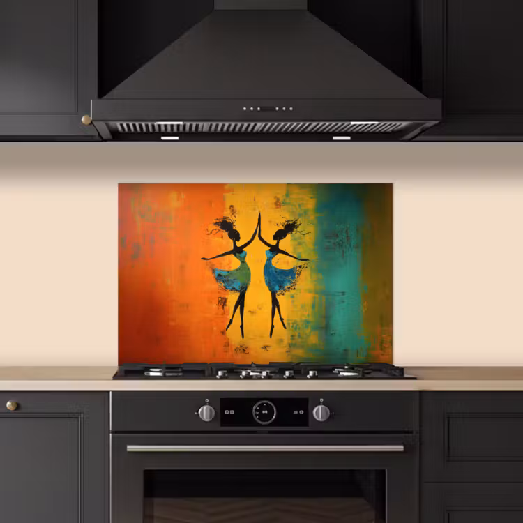 Salpicaderos de cocina - Bailar - Mujeres - Textura de pintura — 5