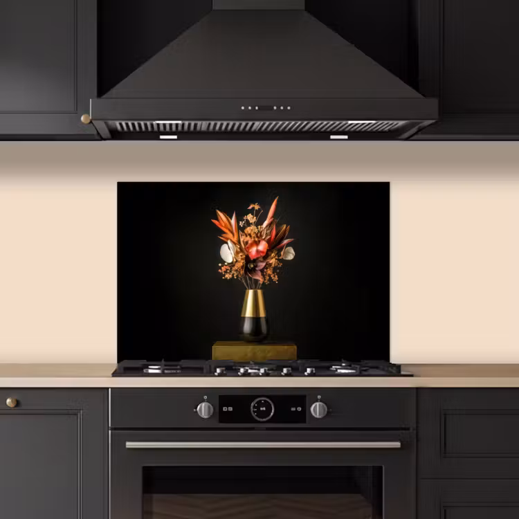 Salpicaderos de cocina - Exótico - Ramo - Jarrón - Oro — 5