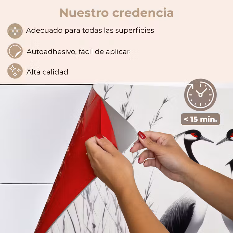 Salpicaderos de cocina - Grulla - Hierba - Forma de corazón - Negro — 4