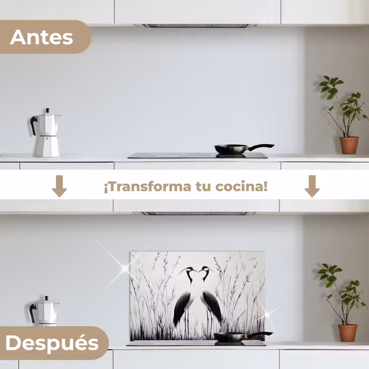 Salpicaderos de cocina - Grulla - Hierba - Forma de corazón - Negro — 7