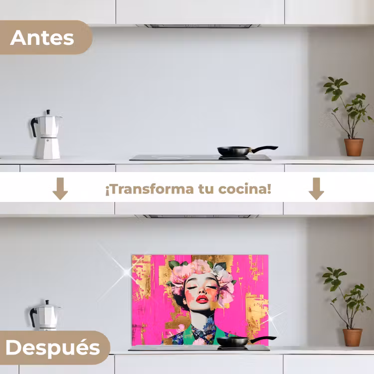 Salpicaderos de cocina - Corona de flores - Oro - Mujer - Retrato — 7
