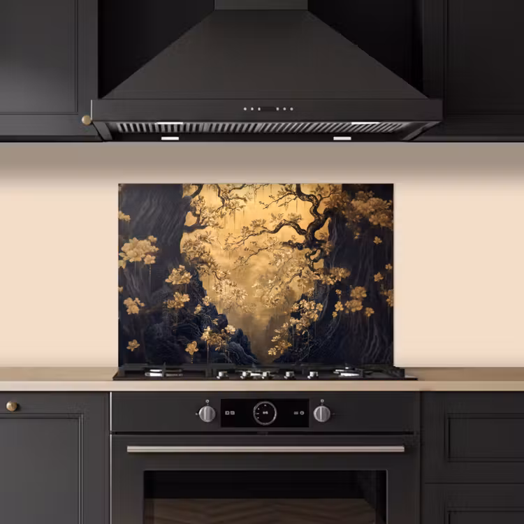 Salpicaderos de cocina - Flores - Ramas - Oro - Decorativo — 5