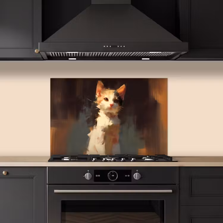 Salpicaderos de cocina - Gato - Pintado - Artístico - Blanco — 5