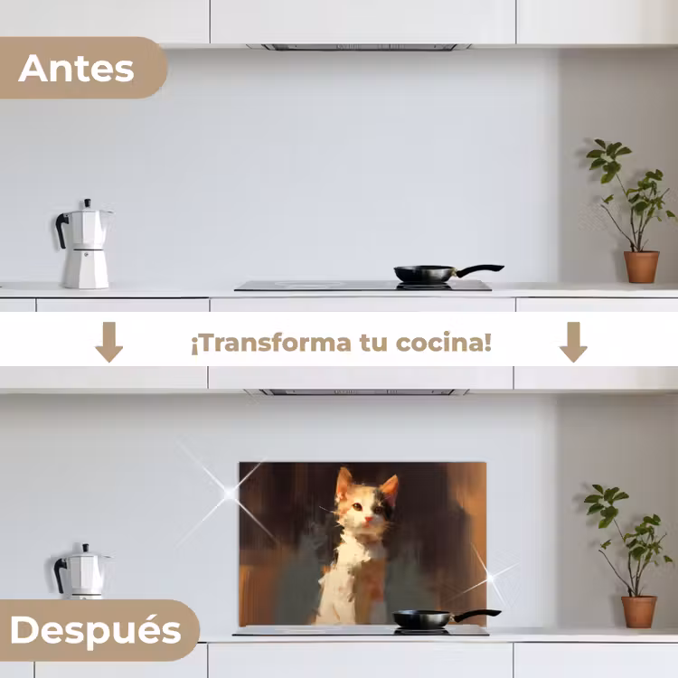 Salpicaderos de cocina - Gato - Pintado - Artístico - Blanco — 7