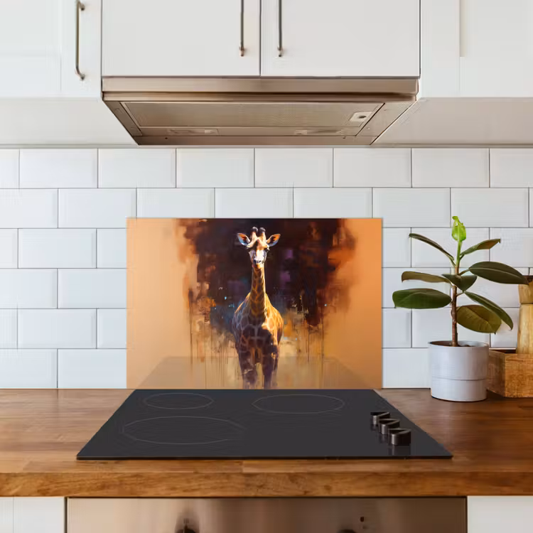 Salpicaderos de cocina - Jirafa - Marrón - Abstracto - Pintado — 3