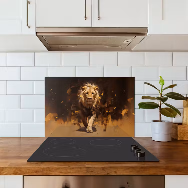 Salpicaderos de cocina - León - Pintado - Abstracto - Oro — 3