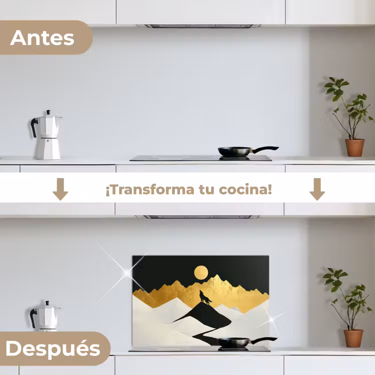 Salpicaderos de cocina - Lobo - Montaña - Luna - Negro — 7