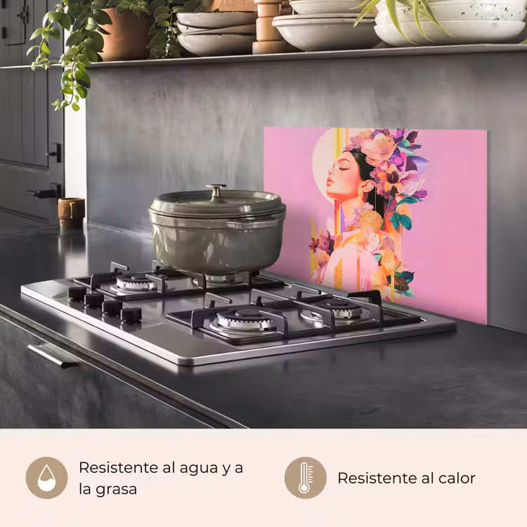 Salpicaderos de cocina - Mujer - Flores - Morado - Abstracto — 2