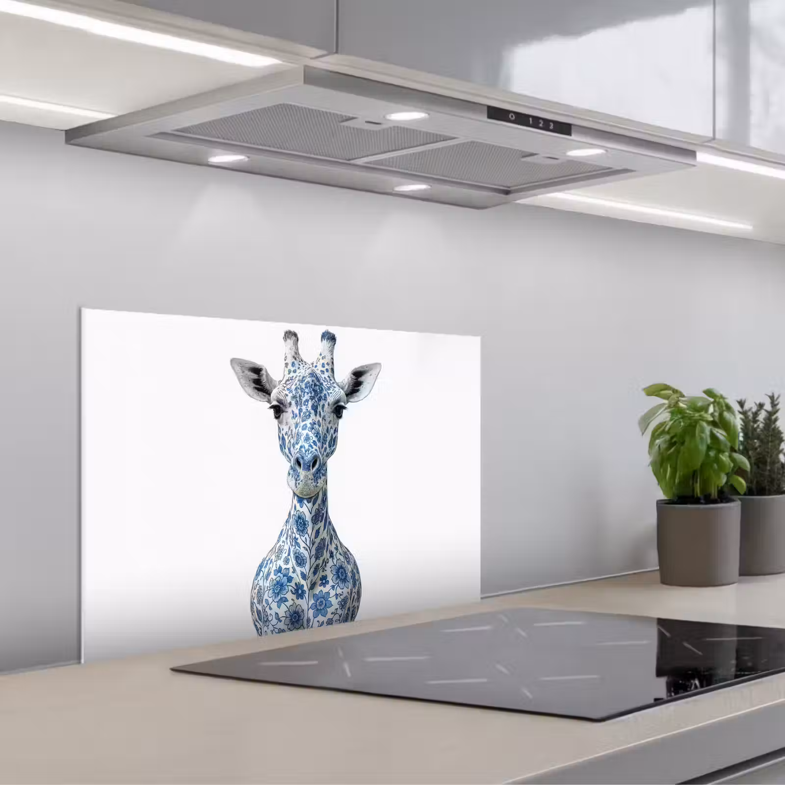 Salpicaderos de cocina - Jirafa - Azul de Delft - Animales - Minimalista — 1