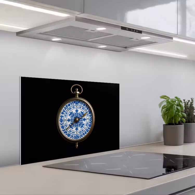 Salpicaderos de cocina - Brújula - Azul de Delft - Negro — 1
