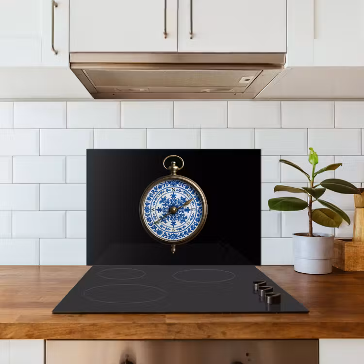 Salpicaderos de cocina - Brújula - Azul de Delft - Negro — 3