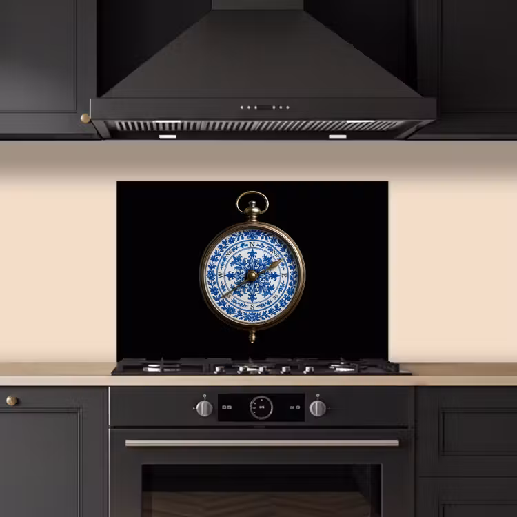 Salpicaderos de cocina - Brújula - Azul de Delft - Negro — 5