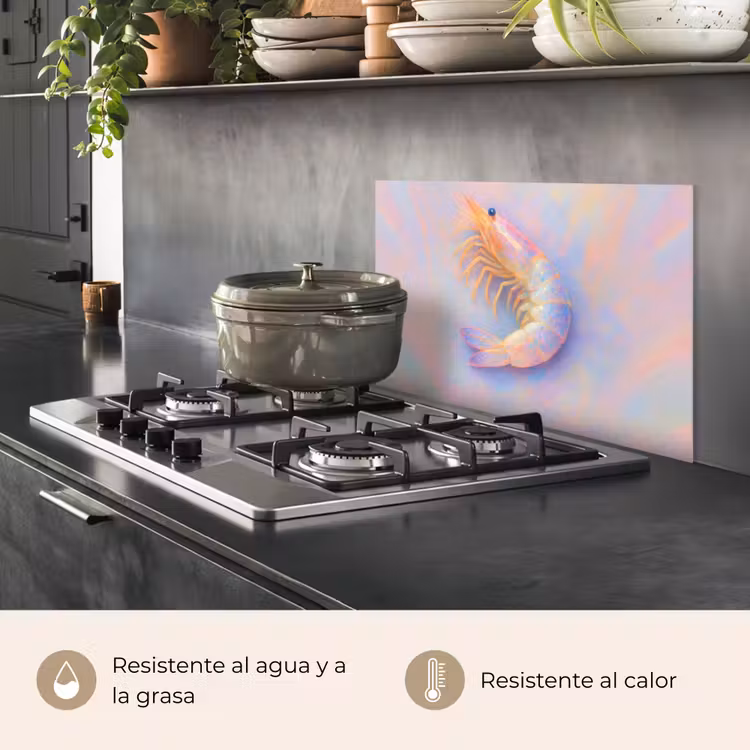 Salpicaderos de cocina - Camarón - Estructura sutil - Azul - Rosa — 2