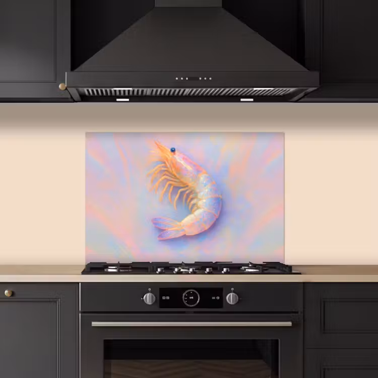 Salpicaderos de cocina - Camarón - Estructura sutil - Azul - Rosa — 5
