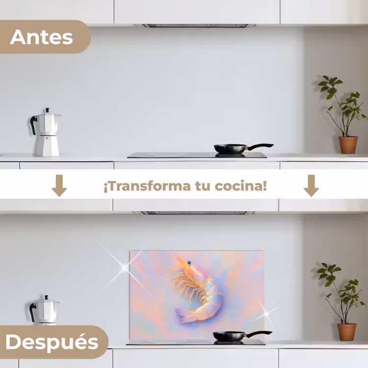 Salpicaderos de cocina - Camarón - Estructura sutil - Azul - Rosa — 7