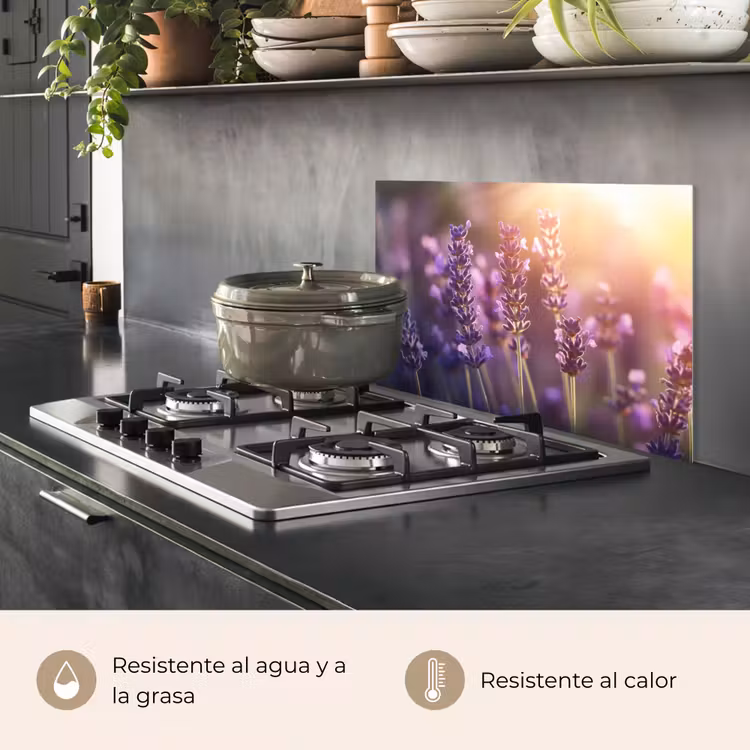 Salpicaderos de cocina - Flores de lavanda - Violeta - Luz solar — 2
