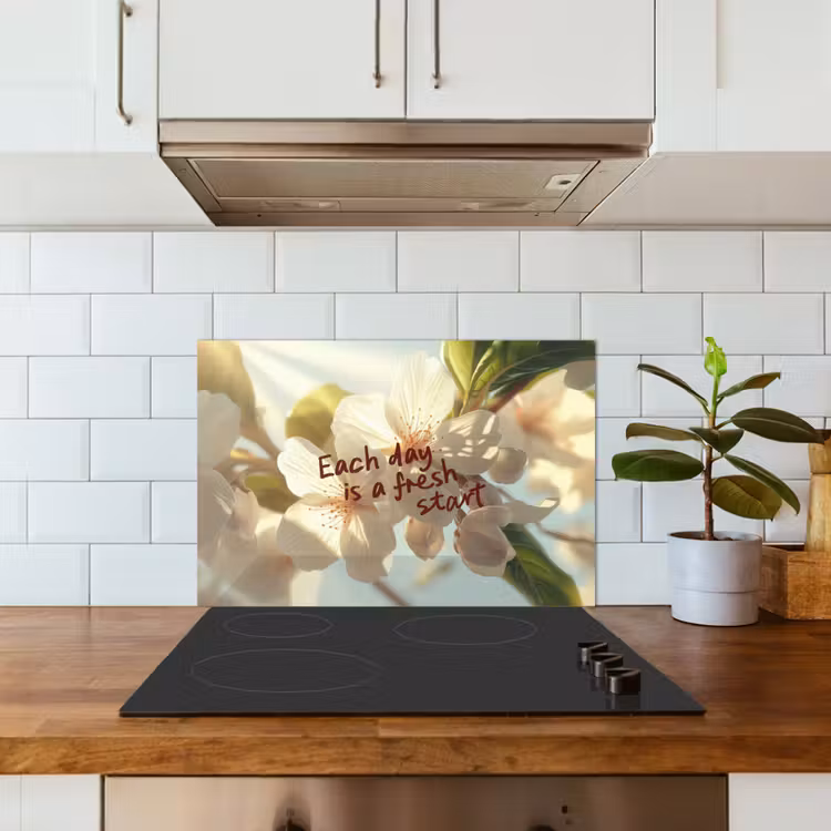 Salpicaderos de cocina - Flores - Luz del sol - Cita - Blanco — 3