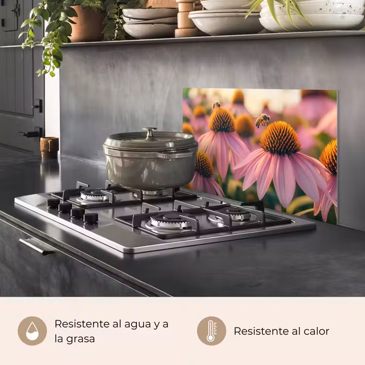 Salpicaderos de cocina - Flores - Morado - Abejas — 2