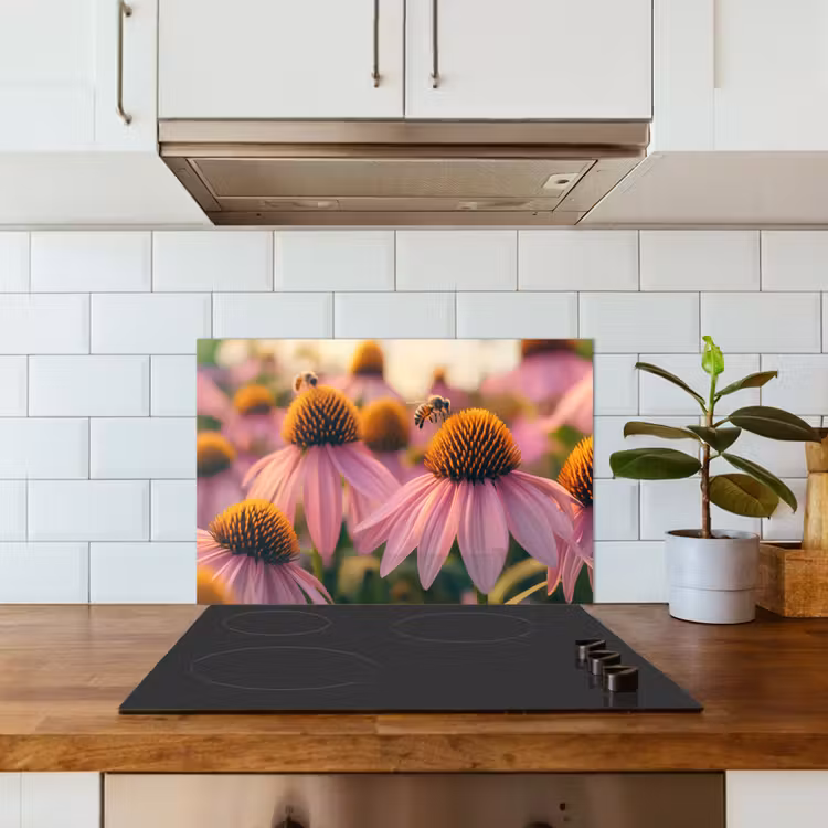 Salpicaderos de cocina - Flores - Morado - Abejas — 3