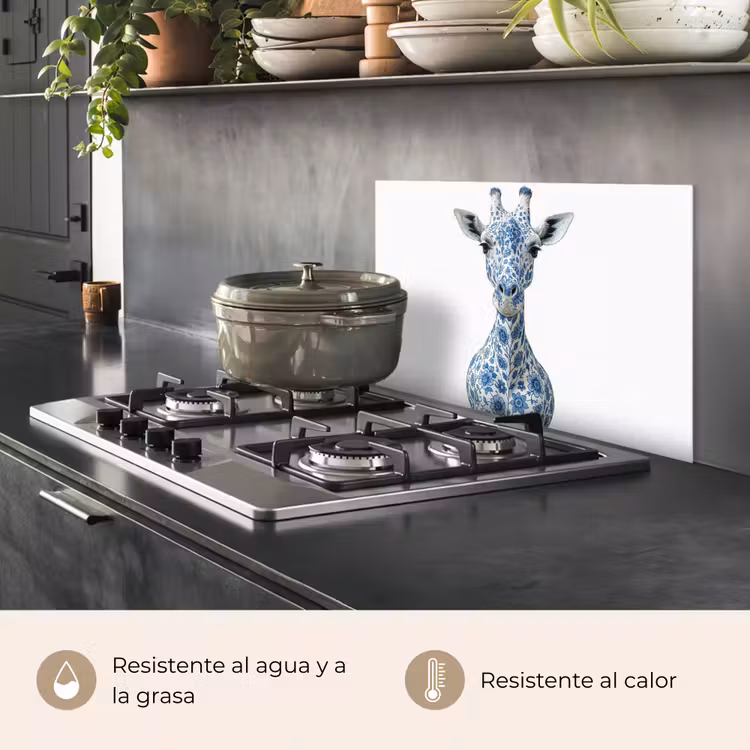 Salpicaderos de cocina - Jirafa - Azul de Delft - Animales - Minimalista — 2