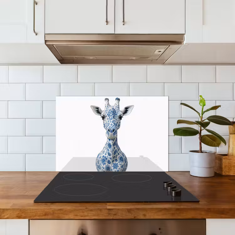 Salpicaderos de cocina - Jirafa - Azul de Delft - Animales - Minimalista — 3