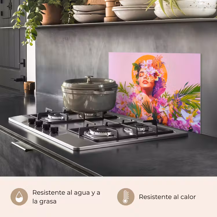 Salpicaderos de cocina - Mujer - Abstracto - Círculo - Flores — 2