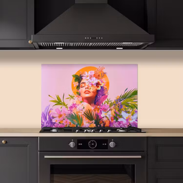 Salpicaderos de cocina - Mujer - Abstracto - Círculo - Flores — 5