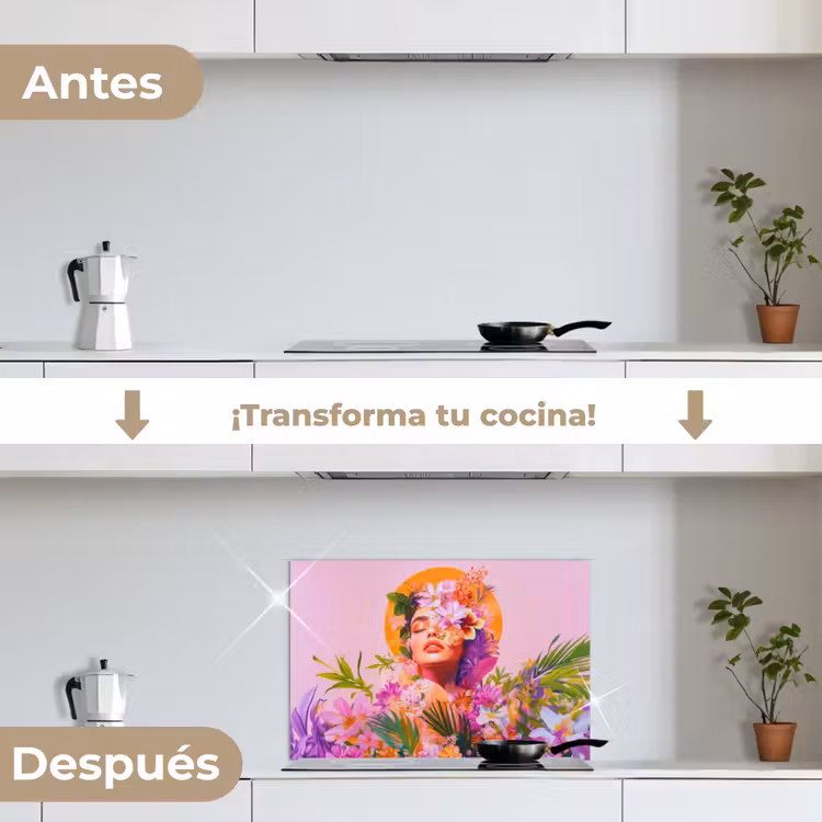 Salpicaderos de cocina - Mujer - Abstracto - Círculo - Flores — 7