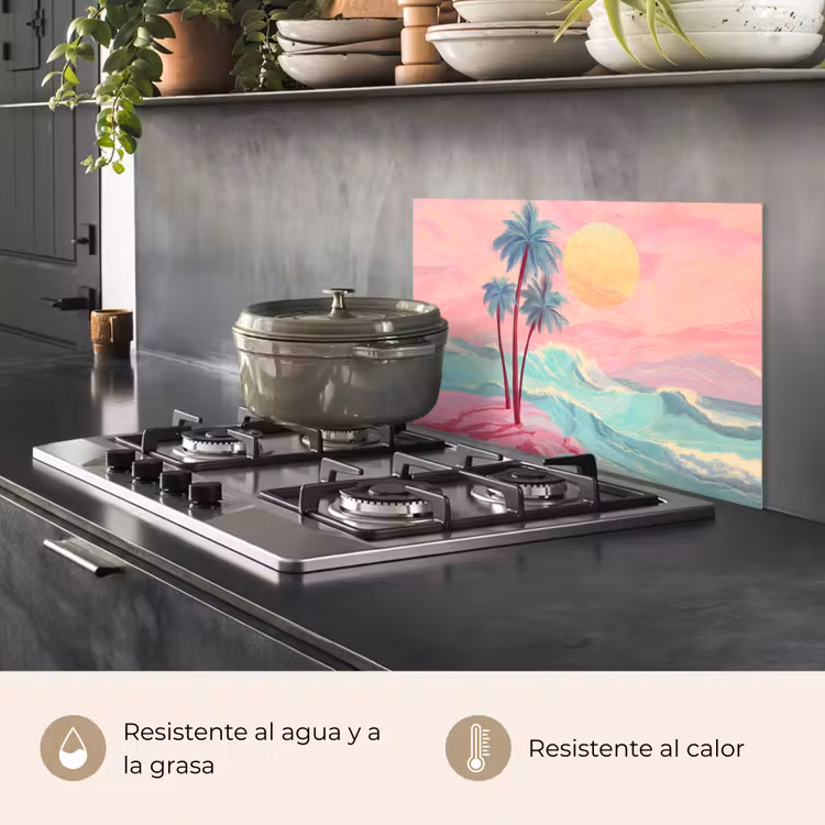 Salpicaderos de cocina - Palmeras - Olas - Mar — 2
