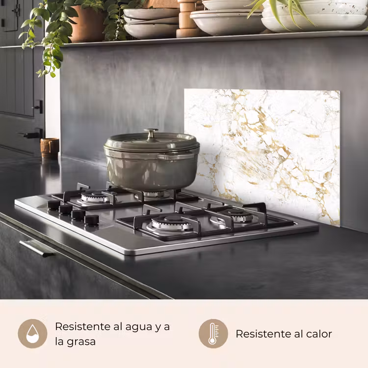 Salpicaderos de cocina - Blanco - Mármol - Lujo - Oro — 2