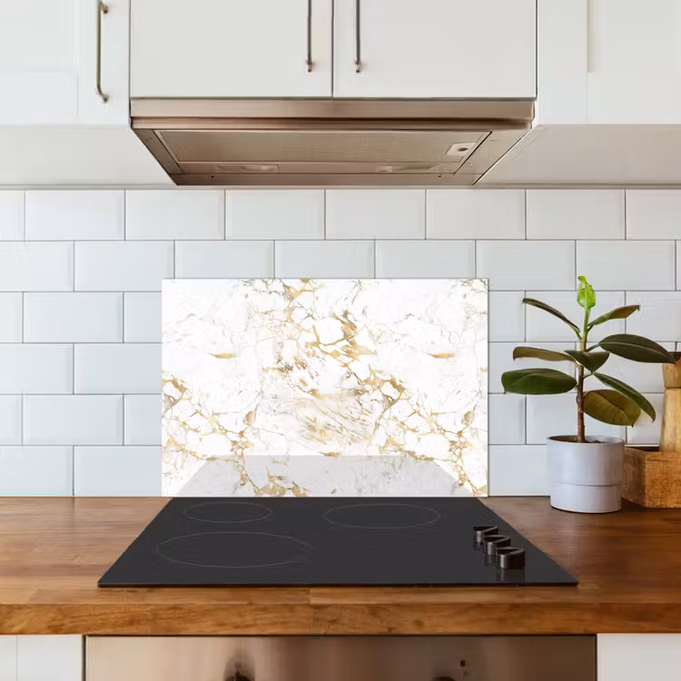 Salpicaderos de cocina - Blanco - Mármol - Lujo - Oro — 3