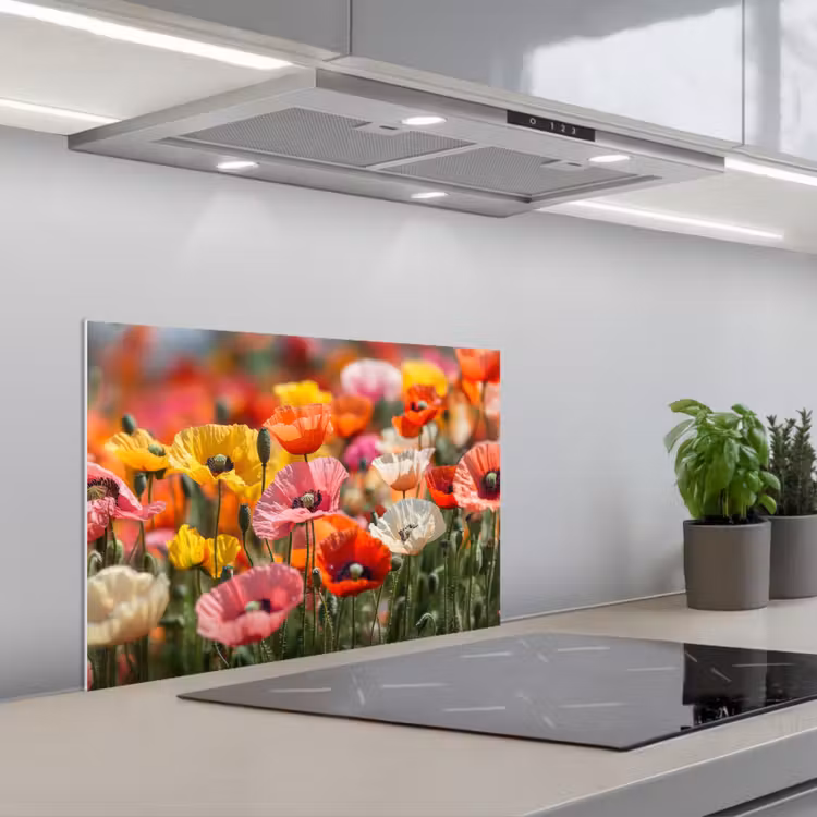 Salpicaderos de cocina - Campo de flores - Amapolas - Colorido — 1