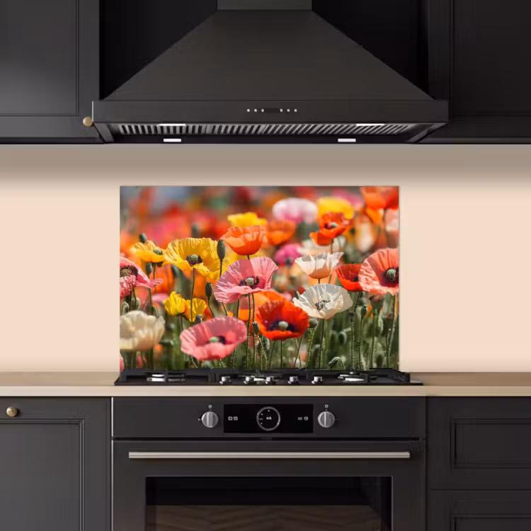 Salpicaderos de cocina - Campo de flores - Amapolas - Colorido — 5