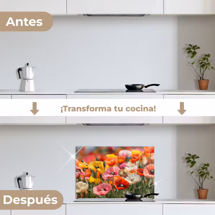 Salpicaderos de cocina - Campo de flores - Amapolas - Colorido — 7