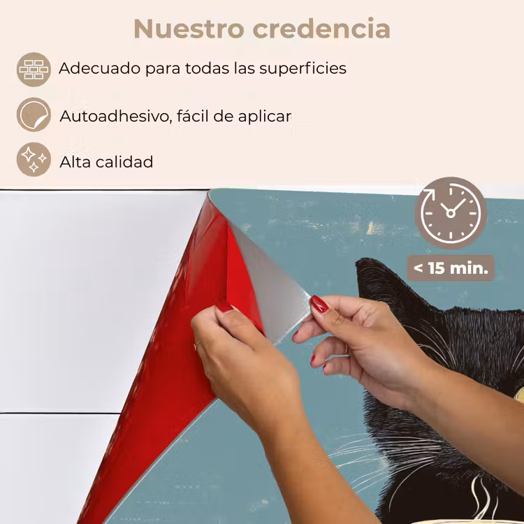 Salpicaderos de cocina - Gato - Negro - Café - Minimalista — 4