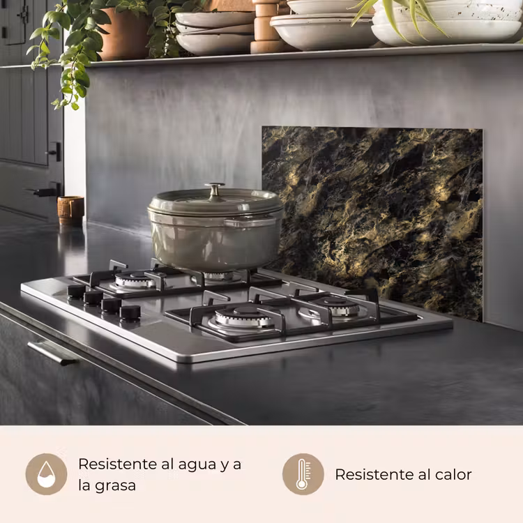 Salpicaderos de cocina - Mármol - Negro - Oro — 2