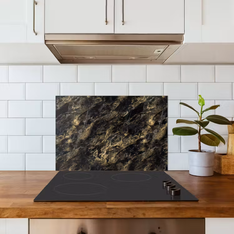 Salpicaderos de cocina - Mármol - Negro - Oro — 3