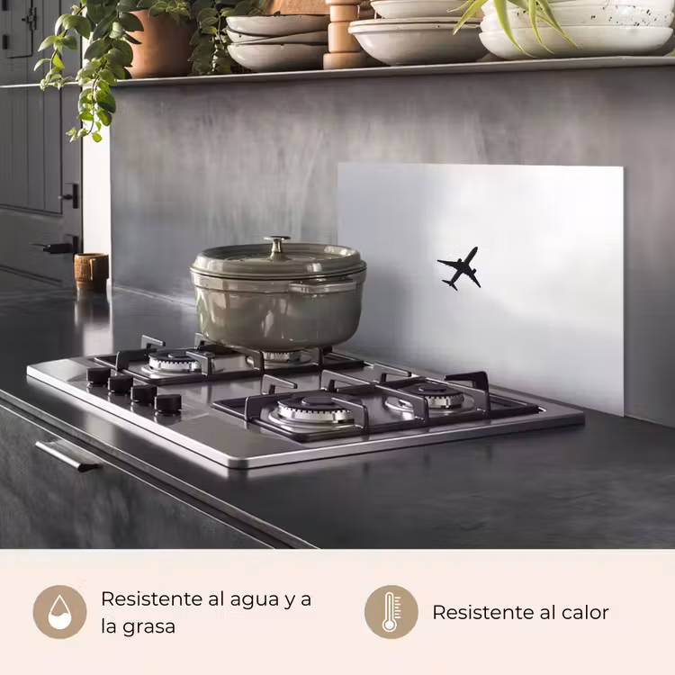 Salpicaderos de cocina - Minimalista - Silueta - Negro - Avión — 2