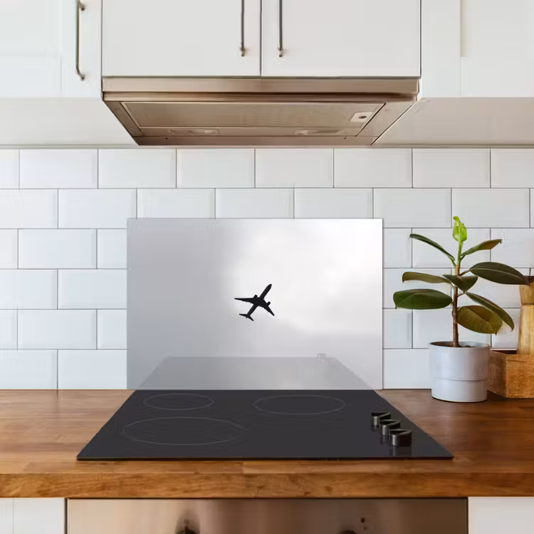 Salpicaderos de cocina - Minimalista - Silueta - Negro - Avión — 3