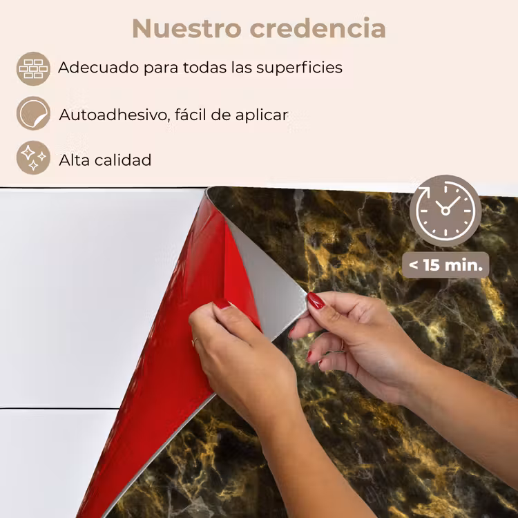 Salpicaderos de cocina - Negro - Mármol - Oro — 4