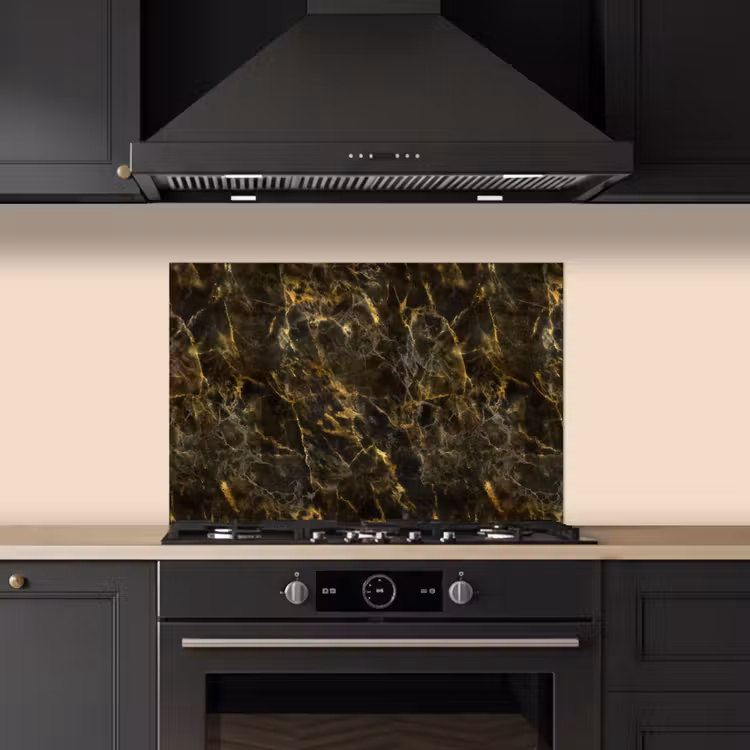 Salpicaderos de cocina - Negro - Mármol - Oro — 5