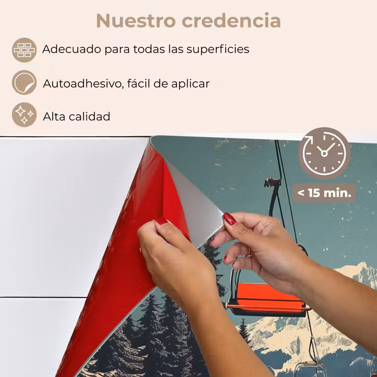 Salpicaderos de cocina - Nieve - Remonte - Rojo - Árboles — 4