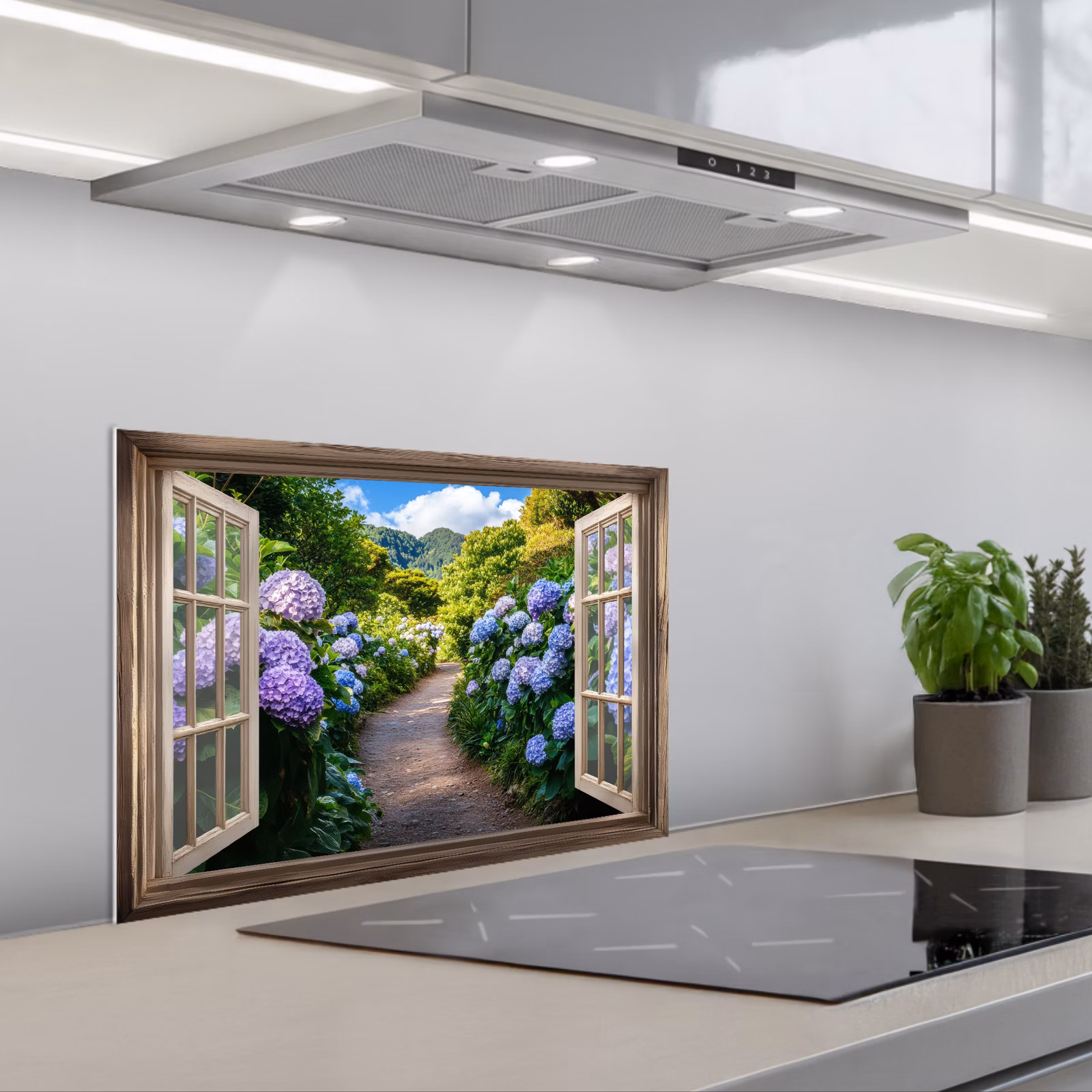 Salpicaderos de cocina - Mirada - Hortensia - Sendero - Naturaleza — 1