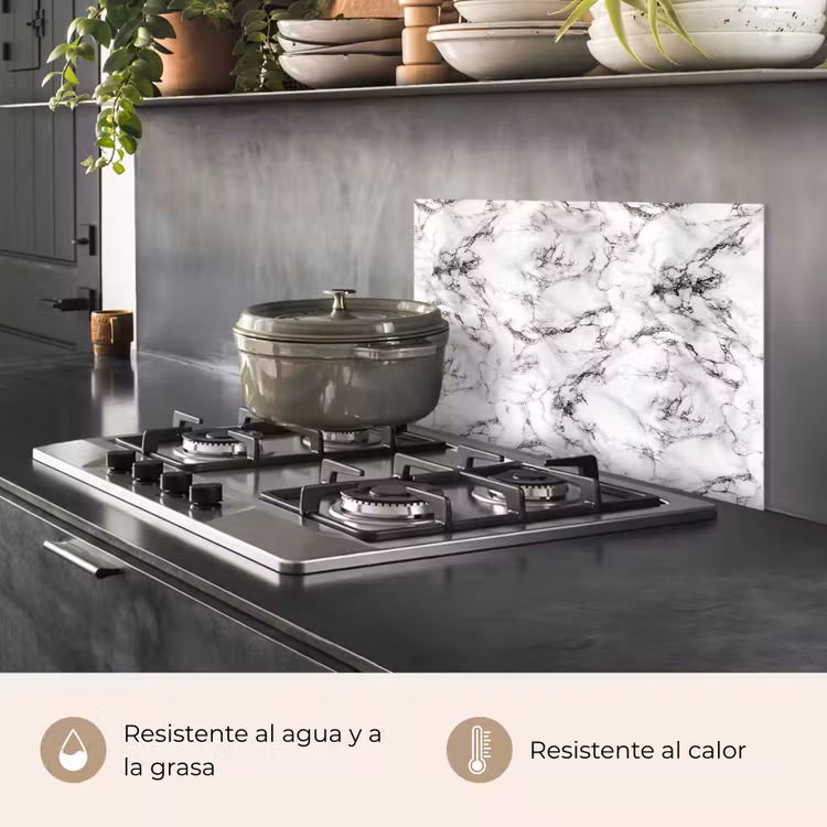 Salpicaderos de cocina - Mármol - Negro - Dramático - Blanco — 2