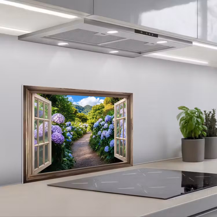 Salpicaderos de cocina - Mirada - Hortensia - Sendero - Naturaleza — 1