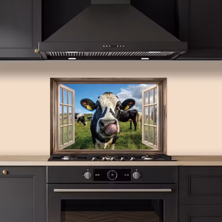 Salpicaderos de cocina - Mirar a través - Vaca - Pradera - Animales - Naturaleza — 5
