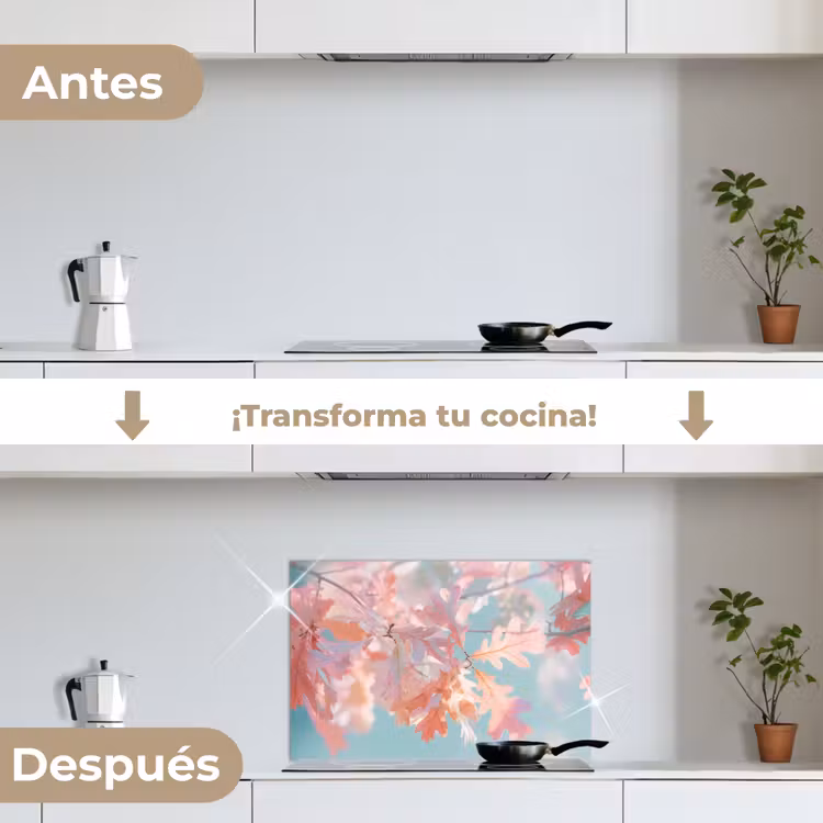 Salpicaderos de cocina - Hojas de roble - Ramas - Rosa — 7