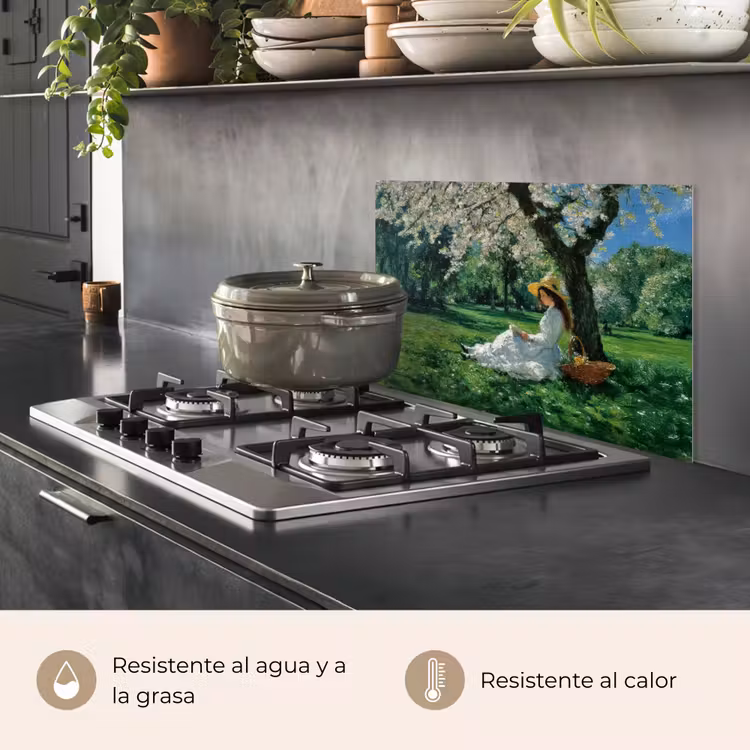 Salpicaderos de cocina - Mujer - Árbol - Libro - Cesta — 2