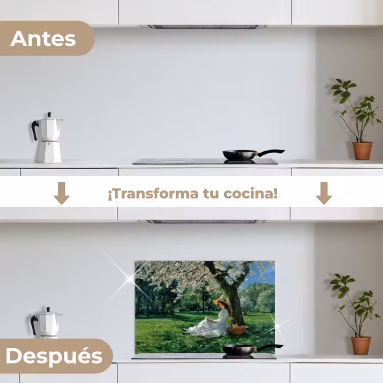 Salpicaderos de cocina - Mujer - Árbol - Libro - Cesta — 7